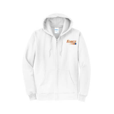 Adult Unisex Fleece Full Zip Hoodie - Orange/Royal Logo Thumbnail